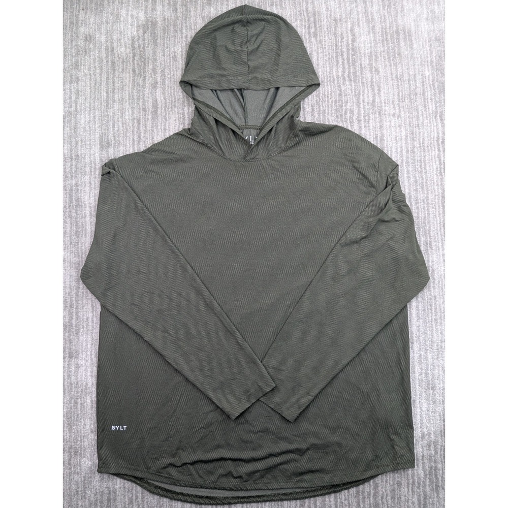 BYLT Mens Size 2XL Elite Drop Cut Pullover Hoodie Green Dot Jacket Golf Athletic